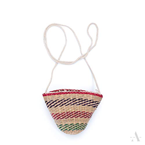 ecosoul Geflochtene Korb-Tasche aus Stroh Rattan Weide Strand Innenfutter Umhängetasche klein 13cm x 16cm von ecosoul