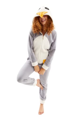 ecrou Onesie Damen Pinguin Jumpsuit -Plüsch Weich Schlafen Kuschelig Einteiler Niedliches Tiermuster Schlafanzug Warme Pyjama Mit Kapuze Overall Schlafanzug Geschenk für Frauen von ecrou