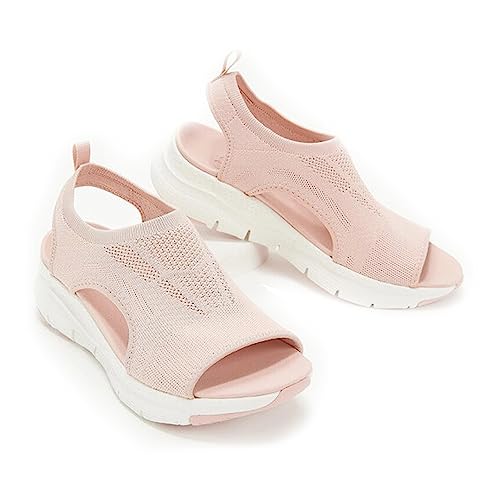Sommer waschbare Slingback Orthopädische Slide Sport Sandalen, Orthopädische Slide Sport Sandalen, Super bequeme Sport Strick Sandalen, Mesh Weiche Sohle Casual Damenschuhe (42,pink) von EDANEL