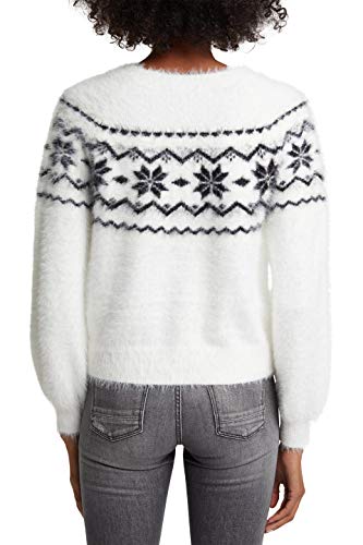 edc by ESPRIT Damen Pullover 110cc1i313, 103/White 4, L von ESPRIT