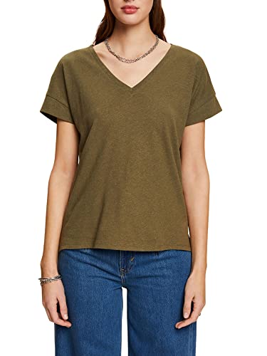 ESPRIT Damen 033CC1K312 T-Shirt, 350/KHAKI Green, M von ESPRIT