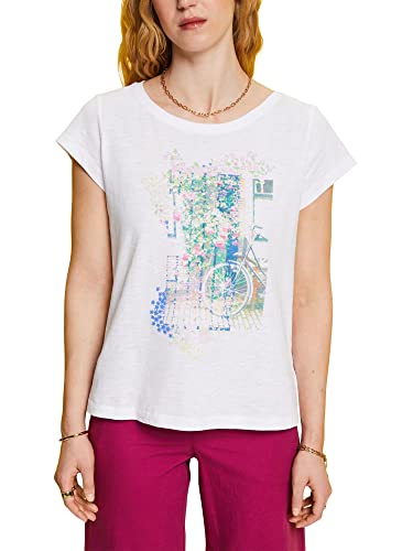 ESPRIT Damen 053CC1K324 T-Shirt, 100/WHITE, XS von ESPRIT