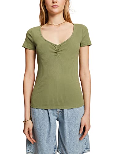 ESPRIT Damen 063CC1K302 T-Shirt, 345/LIGHT Khaki, S von ESPRIT