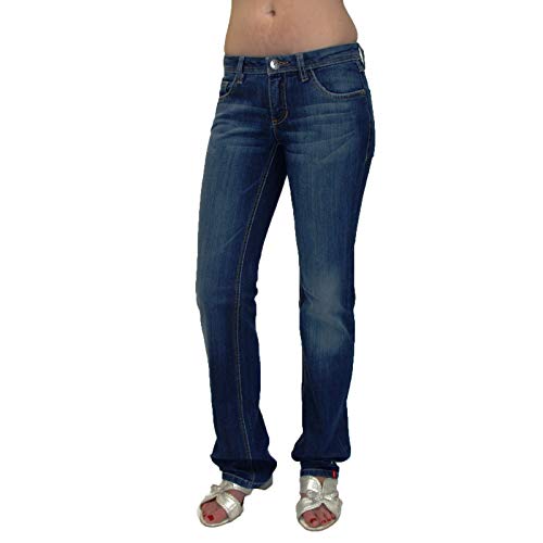 edc by ESPRIT, Five Damen Jeans Hose, Bootcut, Strech, Low Rise, Slim Fit, N4D070, blau W25/L30 von edc by Esprit