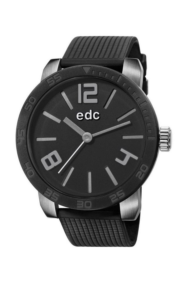 edc by Esprit Quarzuhr Bold Maverick Midnight Black, aus Edelstahl, Kunststoffband, Schwarz, Silber, Dornschließe von edc by Esprit