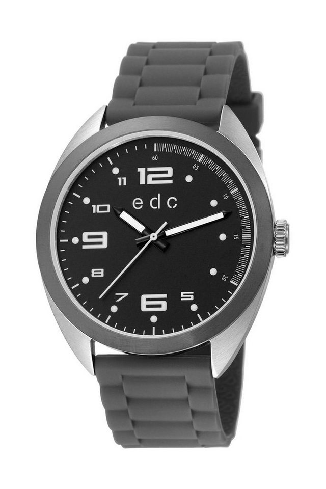 edc by Esprit Quarzuhr Timeless Adventure Black Grey, aus Edelstahl, Kunststoffband, Grau, Silber, Schwarz, Dornschließe von edc by Esprit