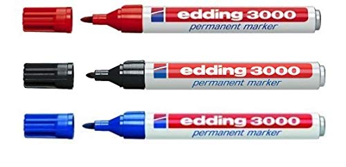 EDDING 3000 3er Vorteilspack | 13 Farben + Kombinationen zur Auswahl (Sortiert Grundfarben) von edding