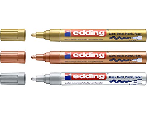 EDDING 750 Lackmarker 3er Sparpaket | 9 Farben & Sortierte zur Auswahl! (3er Set, Sortiert Metallic) von edding