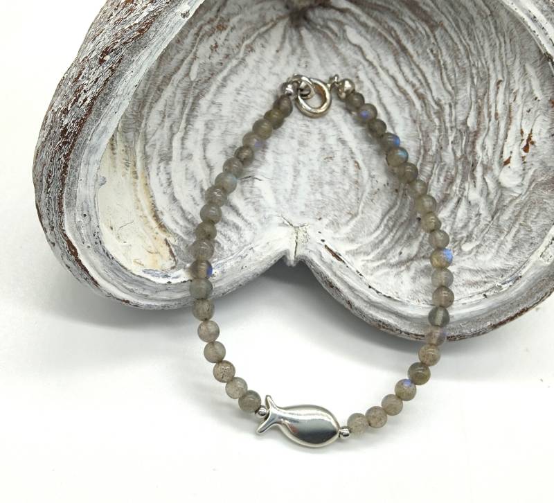 Labradorit Armband Mit Fisch | Ichtys von edelSTEINhuber