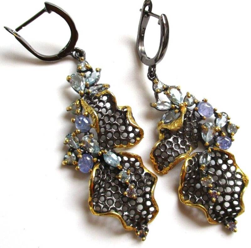 Designer Ohrhänger Vom Feinsten - 925Er Silber -14Ct Gold Topase Iolit Top von edeldesign