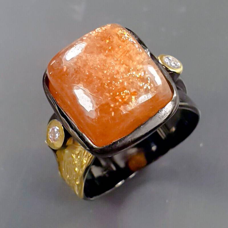 Designerring 925Er Silber - 14Ct Gold M Sonnenstein Tolle Farbe Rg 18-57 von edeldesign