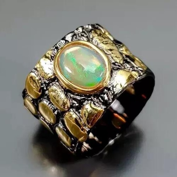 Exklusiver Designerring-Bandring 925Ersilber-Voll-Opal-14Ctgold-Rg Knapp 19-60-Unikat Zum Verschenken - Preiswert Exklusiver Designerring-Bandring 925Ersilber-Voll-Opal-14Ctgold-Rg Knapp 19-60-Unikat Zum Verschenken - Preiswert von edeldesign