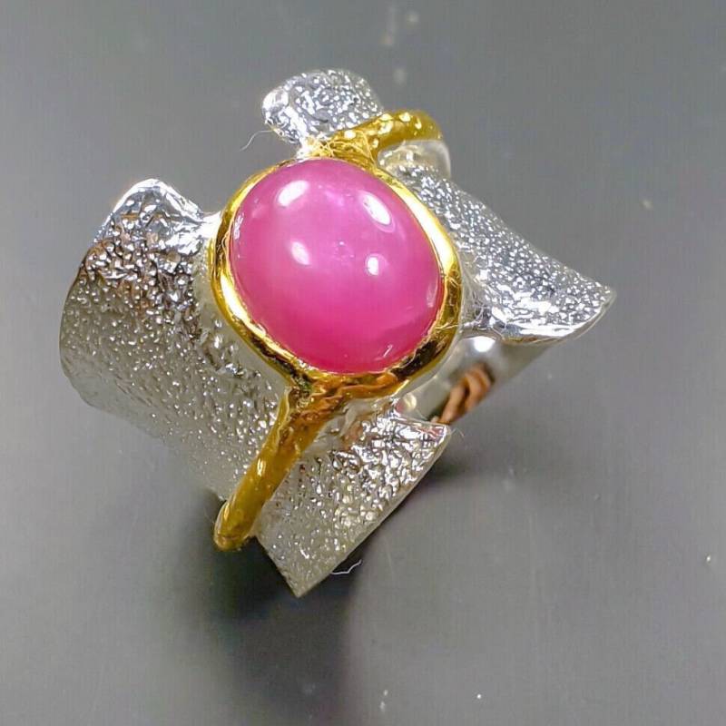 Feiner Designerring 925Er Silber -14Ct Gold -Rubin-Natur-Quarz - Rg 17-55 von edeldesign