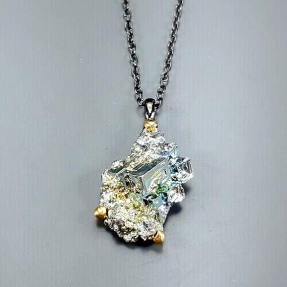 Herrliche Designer Kette Mit Anhänger 925Er Silber - 14Ct Gold + Bismuth von edeldesign