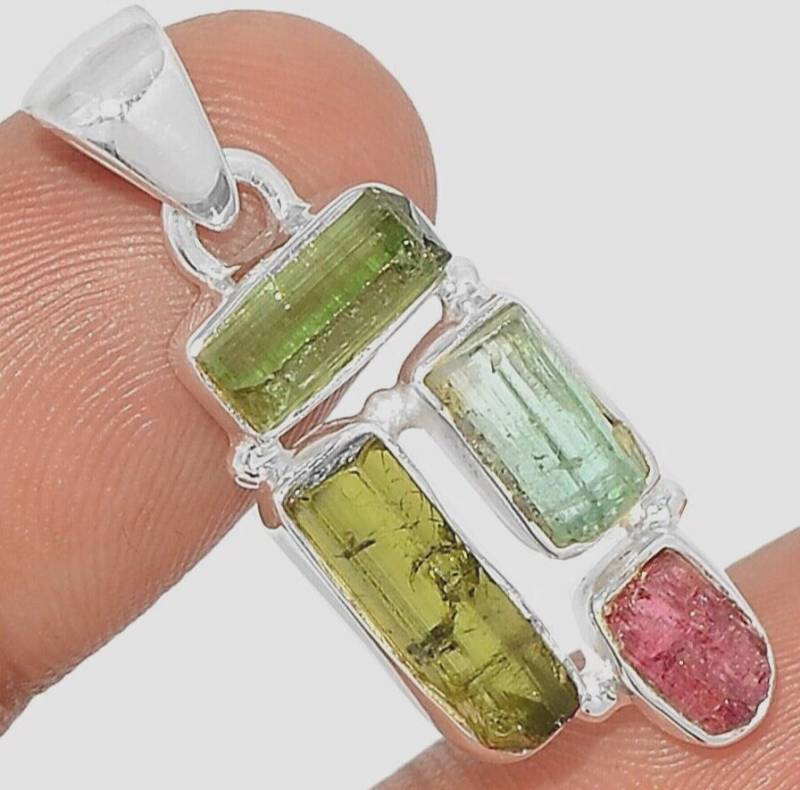 Herrlicher Designer Anhänger 925Er Silber - Turmalin-Brocken- Multicolor 3, 8cm von edeldesign