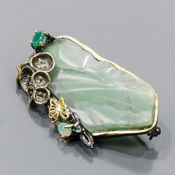 Interessanter Designeranhänger + Brosche -925Er -14Ct Gold Mit Chrysopras Opal von edeldesign