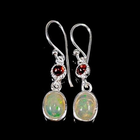 Minikleine Designer Ohrhänger - 925Er Silber Mit Vollopale + Granat Zierlich Geschenk in Letzter Minute Weihnachten von edeldesign