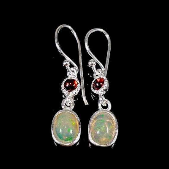 Minikleine Designer Ohrhänger - 925Er Silber Mit Vollopale + Granat Zierlich Geschenk in Letzter Minute Weihnachten von edeldesign