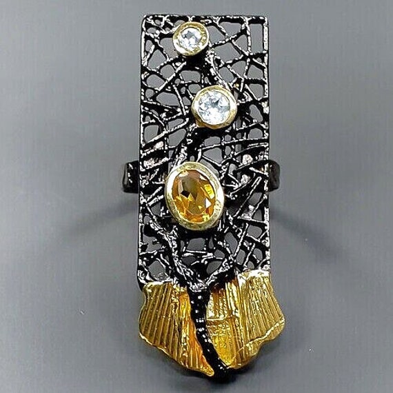 Prachtstück- Designerring -925Er Silber -14Ct Gold -Citrin & Topase -Rg 18 - 57 von edeldesign