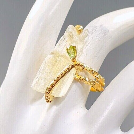 Top-Designerring-925Er Silber-14Ct Gold-Kunzitebrocken+Peridot-Rg19-60 Top-Designerring-925Er Silber-14Ct Gold-Kunzitebrocken+Peridot-Rg19-60 von edeldesign