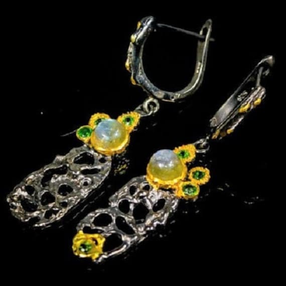 Unikate - Ganz Edle Designer Ohrhänger in 925Er Silber Mit Labradorit Und Diopside 5, 4cm von edeldesign