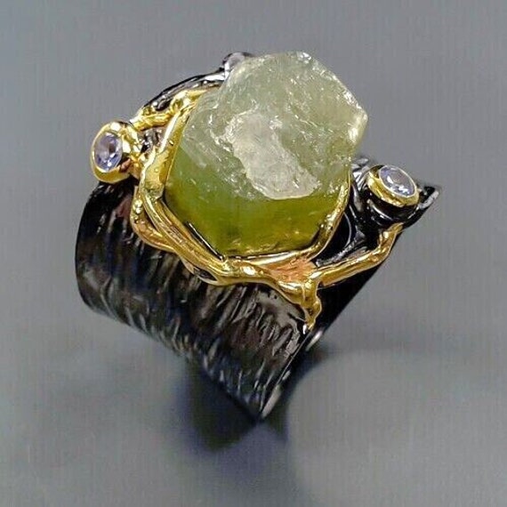 Wunderschöner-Designer Ring-925Er Silber-14Ct Gold-Aquamarin-Brocken - Rg17, 5 - 55 von edeldesign