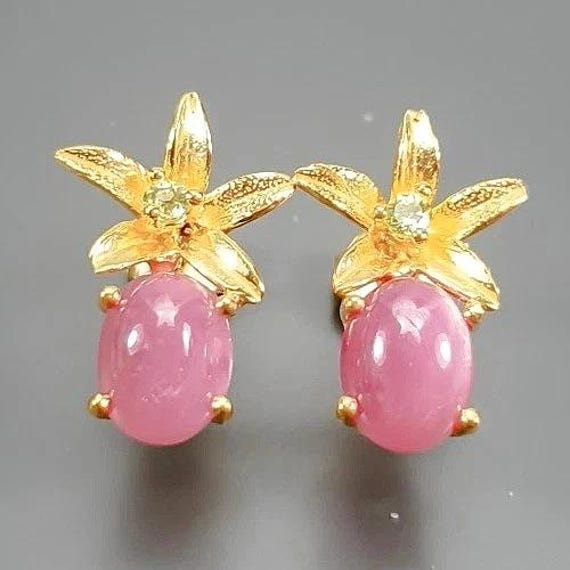 Zierliche Designer Stern-Ohrstecker-925Ersilber-14Ct Gold Mit Rubine & Peridot- Feines Weihnachtsgeschenk- Zeitloses Design - Immer Tragbar von edeldesign