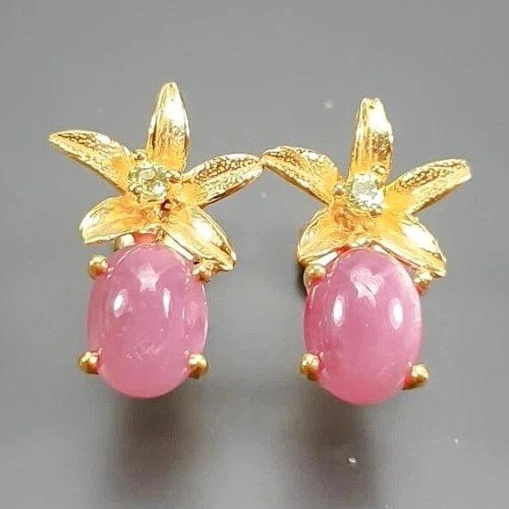 Zierliche Designer Stern-Ohrstecker-925Ersilber-14Ct Gold Mit Rubine & Peridot- Feines Weihnachtsgeschenk- Zeitloses Design - Immer Tragbar von edeldesign