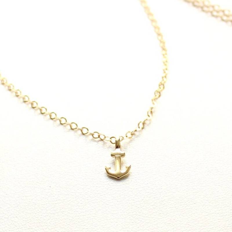 14K Gold Filled Kette Mit Anker Anhänger 8mm Vergoldet Fresh Breeze Maritim Symbol Hoffnung Ozean Reise Wunsch Taufe Schönes Geschenk Fein von edelfeinES