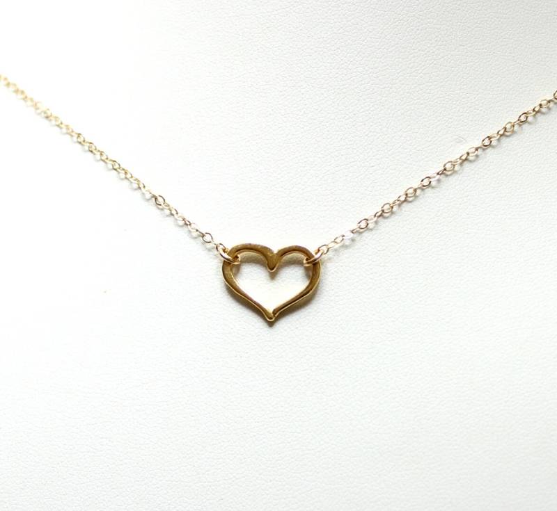 14K Gold Filled Kette Mit Vergoldetem Herz Charm 17mm Golden Heart Beat Symbol Liebe Verbundenheit Infinity Harmonie Schönes Geschenk Fein von edelfeinES