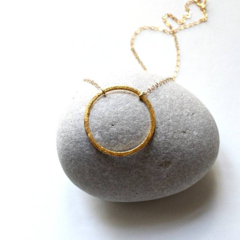 14K Gold Filled Kette Mit Vergoldetem Ring 30mm Gebürstet Golden Circle Verbundenheit Geschenk Kreis Reif Infinity Boho Reise Liebe Fein von edelfeinES