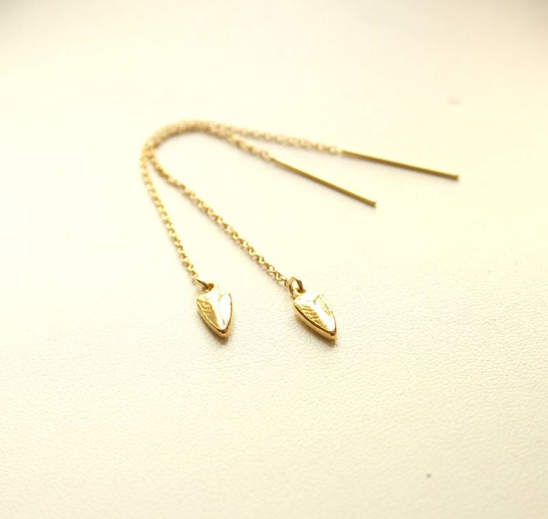14K Gold Filled Ketten Ohrringe Mit Chevron Anhänger 10mm Dreieckig Golden Arrow Statement 80mm Schild Dreieck Pfeil Geschenk Fein von edelfeinES