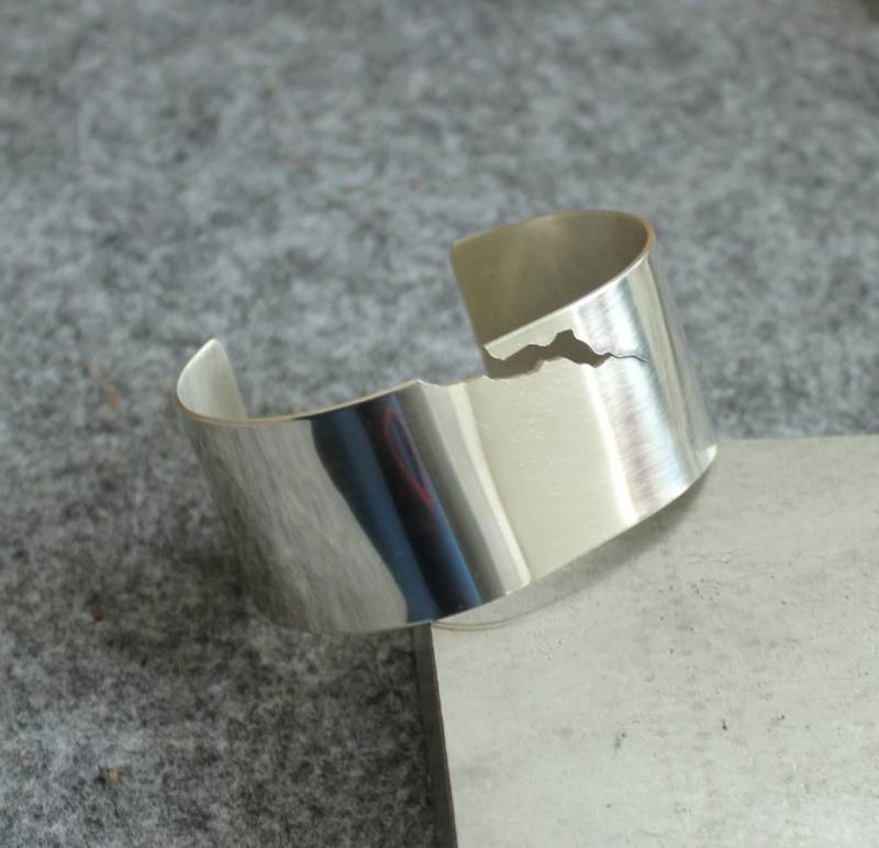 925 Breiter Silber Armreif 30mm Blitz Statement Armspange Riss Handgeschmiedet Kraft Schönes Geschenk Opulent Pure Energie Fein von edelfeinES