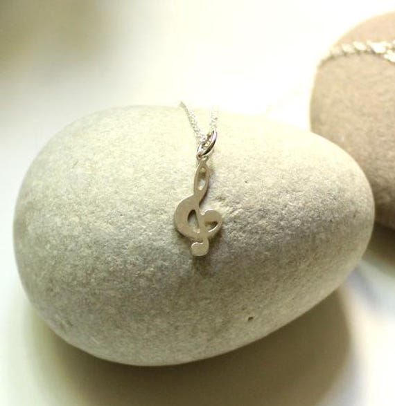 925 Silber Kette Mit Notenschlüssel Anhänger 18mm Aus Musik Musikalisch Symbol Schlüssel Musikerin Violinschlüssel Geschenk Note Fein von edelfeinES