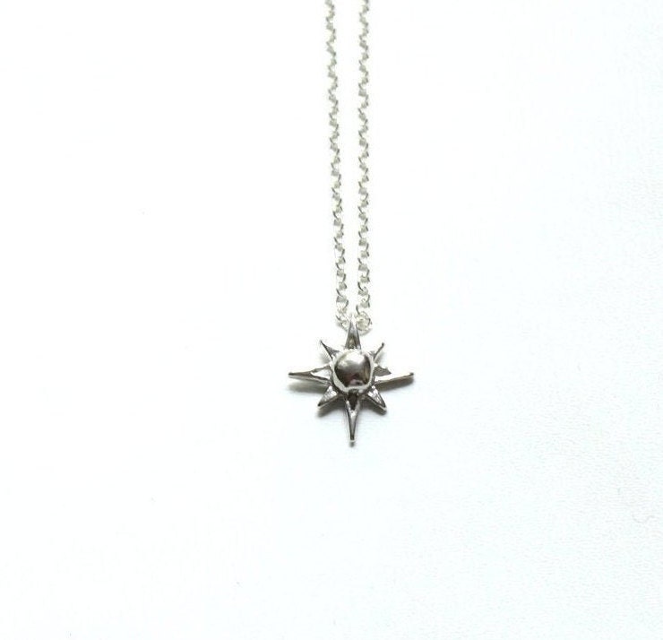 925 Silber Kette Mit Stern Anhänger 15mm Aus Polaris Himmelskörper Polarstern Nordstern Wunsch Reise Wegweiser Liebe Fein Boho von edelfeinES