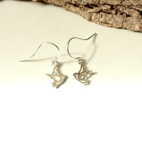 925 Silber Ohrringe Mit Vogel 10mm Charm Aus Freude Harmonie Glück Liebe Freiheit Zauber Vermittler Kleiner Zart Boho Fein von edelfeinES