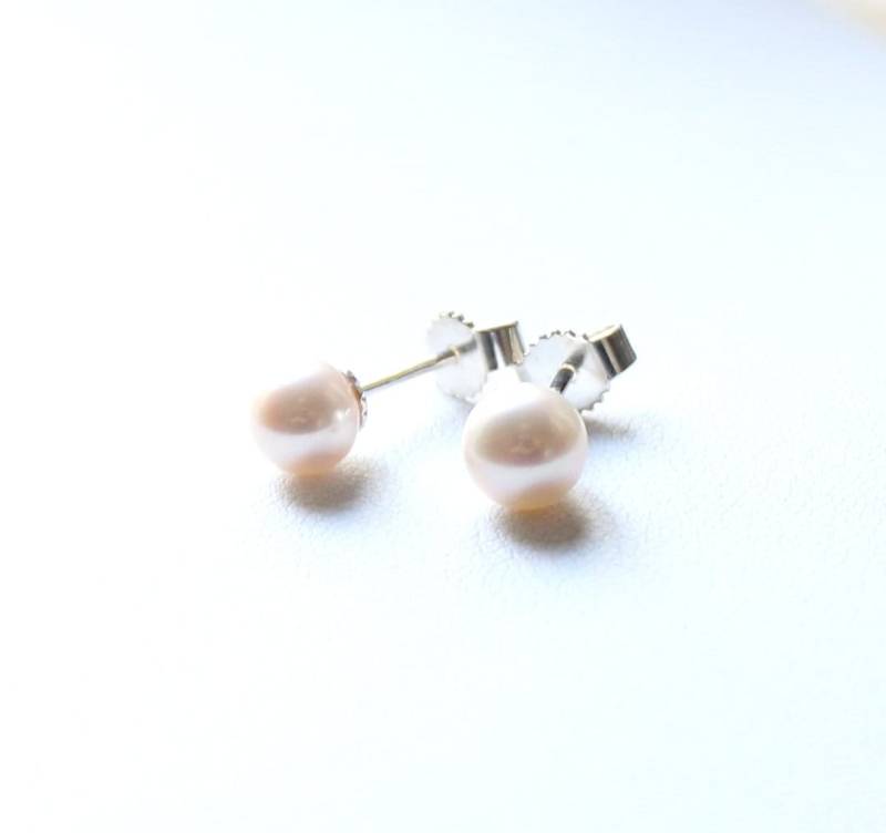 925 Silber Perlen Ohrstecker 6mm Rund Schlichte Eleganz Weiße Zuchtperle Ohrringe Maritim Strand Perlenstecker Ozean Geschenk Fein von edelfeinES