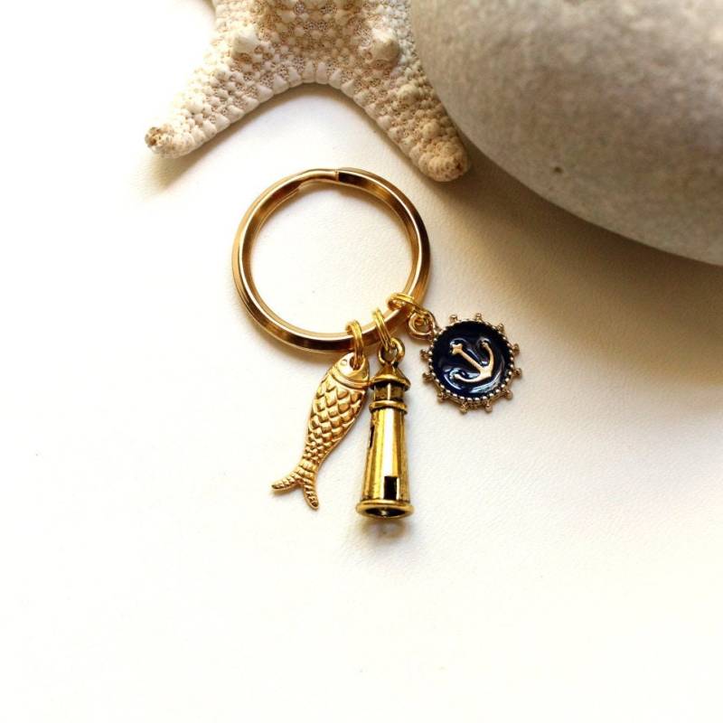 Schlüsselanhänger Mit Leuchtturm Anker Fisch Anhänger Ocean Dreaming Maritim Ozean Reise Strand Wunsch Freundschaft Vintage Style Geschenk von edelfeinES