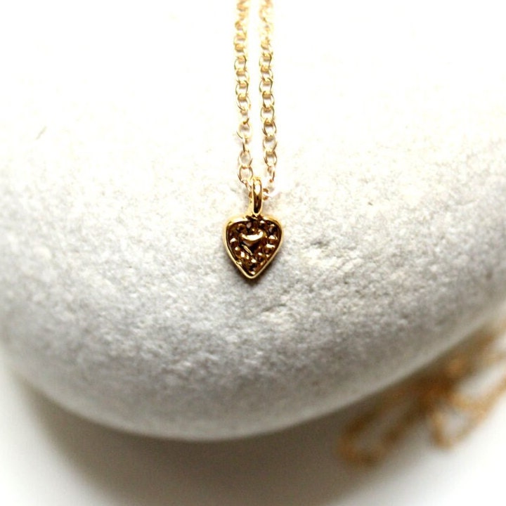 Zarte 14K Gold Filled Kette Mit Vergoldetem Herz Anhänger 7mm Heart Beat Symbol Kleines Taufe Liebe Freundschaft Schönes Geschenk Fein von edelfeinES