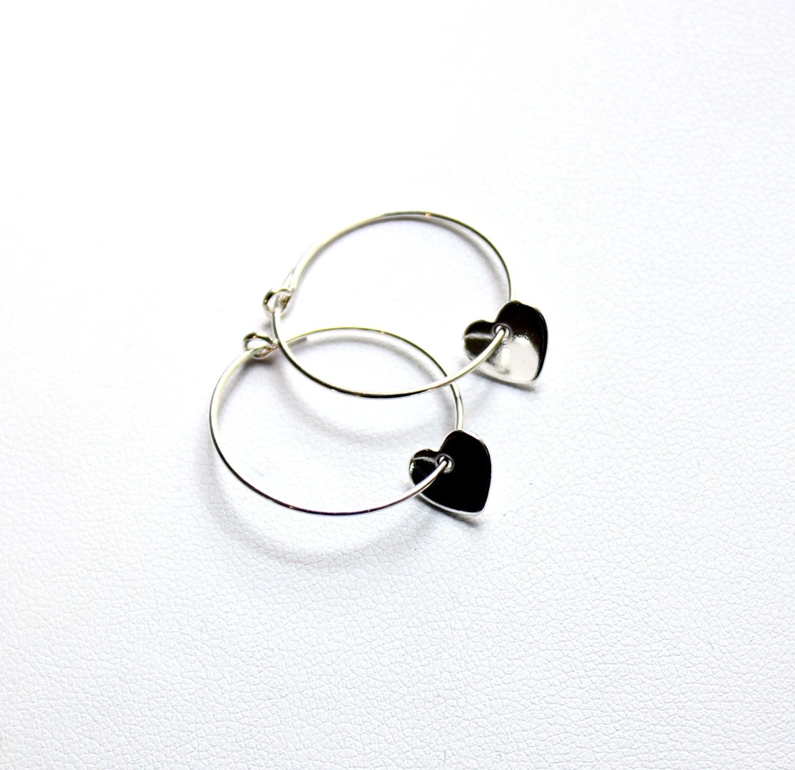 Zarte 925 Silber Creolen 20mm Mit Herz Anhänger 8mm Aus Heartbeat Symbol Liebe Verbundenheit Ohrreif Infinty Geschenk Fein von edelfeinES