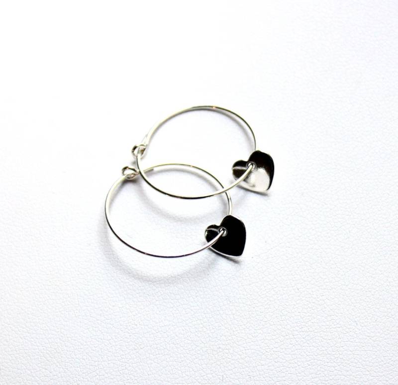 Zarte 925 Silber Creolen 20mm Mit Herz Anhänger 8mm Aus Heartbeat Symbol Liebe Verbundenheit Ohrreif Infinty Geschenk Fein von edelfeinES