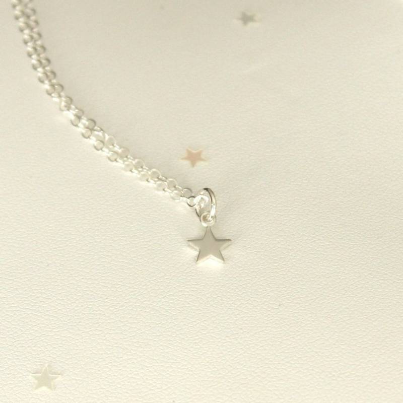 Zarte 925 Silber Kette Mit Stern Anhänger 7mm Aus Tiny Star Himmelskörper Wunsch Reise Glück Geschenk Symbol Liebe Fein von edelfeinES