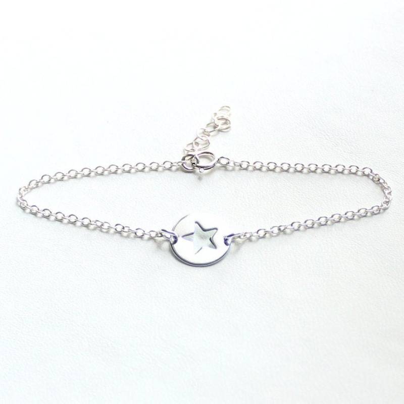 Zartes 925 Silber Armband Mit Stern Amulett 12mm Charm Aus Rund Star Wunsch Glück Reise Verbundenheit Himmelskörper Liebe Fein von edelfeinES