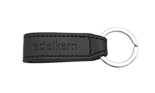 edelkern Schlüsselanhänger aus Leder für Damen und Herren | Eleganter Anhänger für ihre Schlüssel | Solider Schlüsselbund für den Alltag | Mit Logo | Schwarz von edelkern