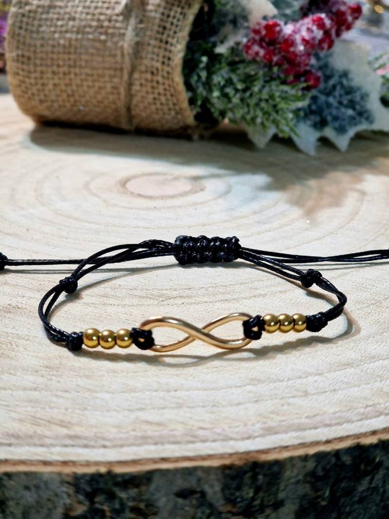 Freundschaft Armband Makramee Infinity Unendlichkeit Gold von edelperlenbyelena