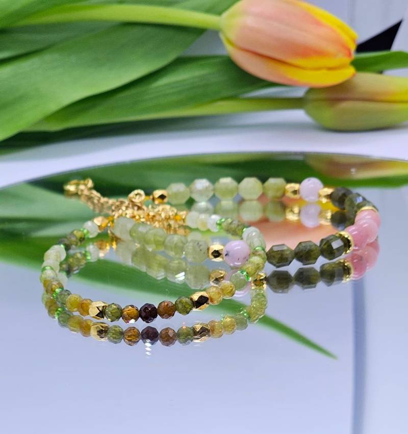 Tsavorit-Grüner Granat Edelstein Armband-Set Oder Einzeln Positive Energie von edelperlenbyelena