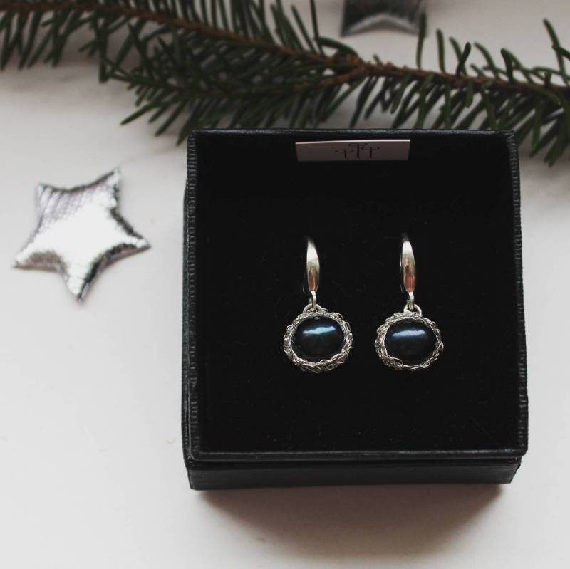 Schwarze Perle Silber Wire Crochet Ohrringe. Schicke Dezente Draht Gehäkelt Schmuck Schwarze Perle Silber Wire Crochet Ohrringe. Schicke Dezente Draht Gehäkelt Schmuck von editaliu