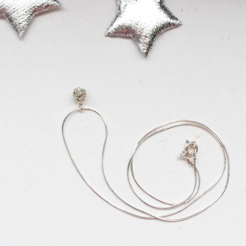 Silber Kette Halskette. Einzelne Kleine Kugel Draht Häkeln Schmuck Silber Kette Halskette. Einzelne Kleine Kugel Draht Häkeln Schmuck von editaliu