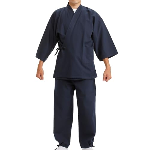 Edoten Herren Japan Kimono gesteppte Kleidung Sasiko Samue, dunkel, marineblau, X-Large von Edoten