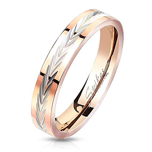 eeddoo® Damen Design-Ring aus Rosegold Edelstahl mit Diamantschnitt Pfeilen (53 (16.9)) von eeddoo